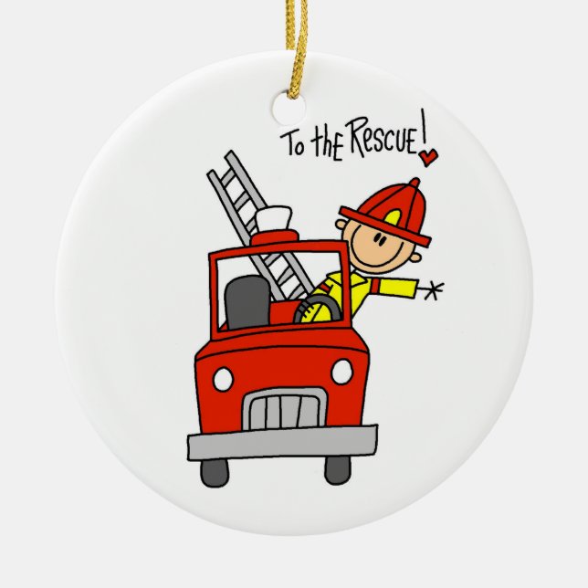 Firefighter to the Rescue T-shirts and Gifts Ceramic Tree Decoration (Front)