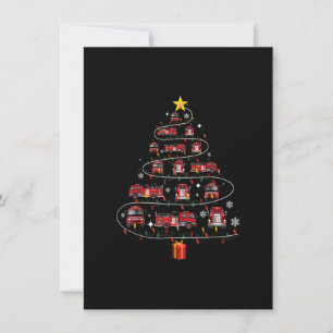 Firefighter Truck Christmas Tree Fireman Funny Xma Invitation