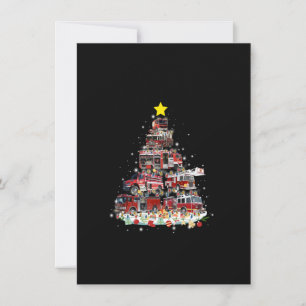 Firefighter Truck Christmas Tree Funny Xmas Pajama Invitation