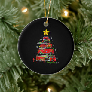 Firefighter Truck Christmas Tree Men Women Ceramic Tree Decoration