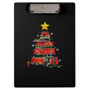 Firefighter Truck Christmas Tree Men Women Clipboard