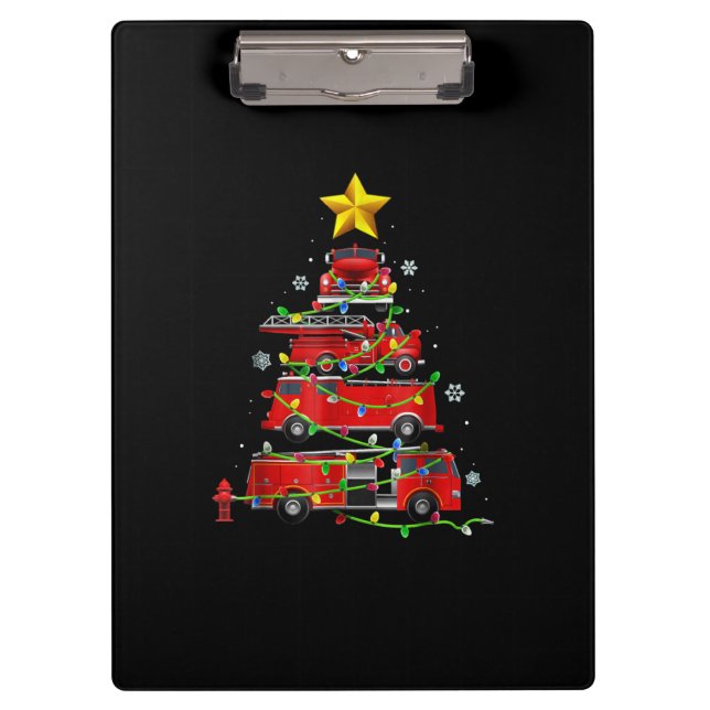 Firefighter Truck Christmas Tree Men Women Clipboard (Front)