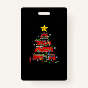 Firefighter Truck Christmas Tree Men Women ID Badge