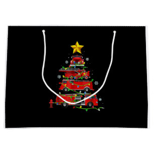 Firefighter Truck Christmas Tree Men Women Large Gift Bag