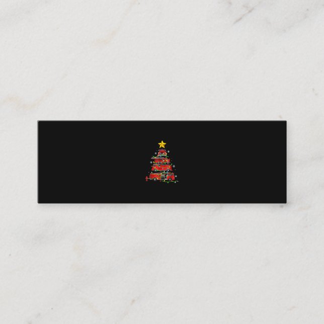 Firefighter Truck Christmas Tree Men Women Mini Business Card (Front)