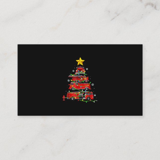 Firefighter Truck Christmas Tree Men Women Referral Card (Front)