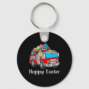 Firefighter Truck Easter Day Bunny Eggs Happy East Key Ring