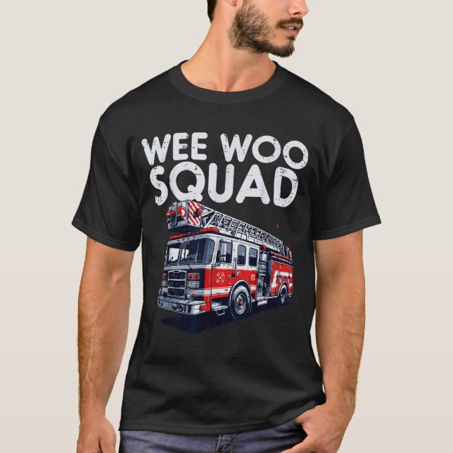 Firefighter Truck Wee Woo Squad Fireman Men Boys K T-Shirt (Front)