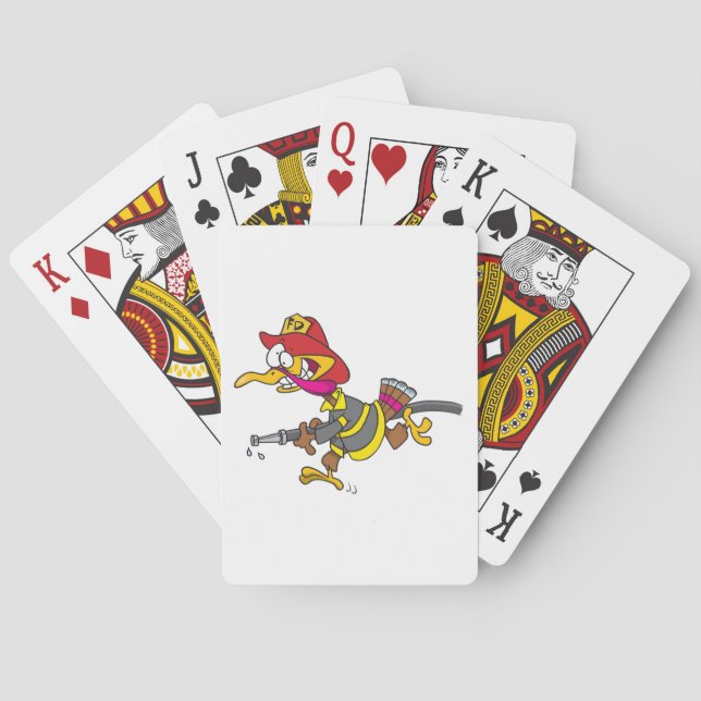 Firefighter Turkey with Hose Playing Cards (Back)