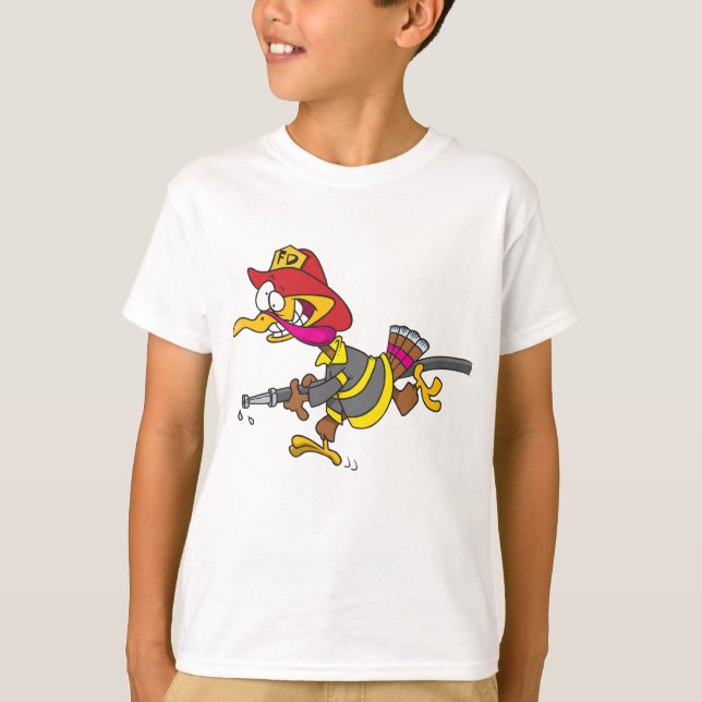 Firefighter Turkey with Hose T-Shirt (Front)
