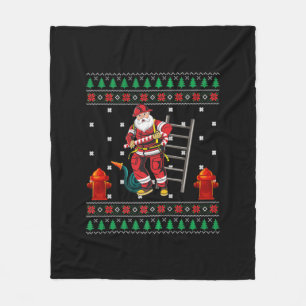 Firefighter Ugly Christmas Sweater Xmas Boys Girls Fleece Blanket