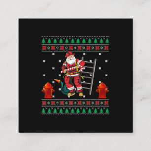 Firefighter Ugly Christmas Sweater Xmas Boys Girls Square Business Card