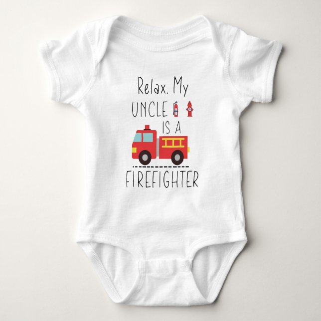Firefighter Uncle - My Uncle is a Firefighter Baby Bodysuit (Front)
