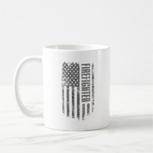 Firefighter USA Flag Distressed design Coffee Mug
