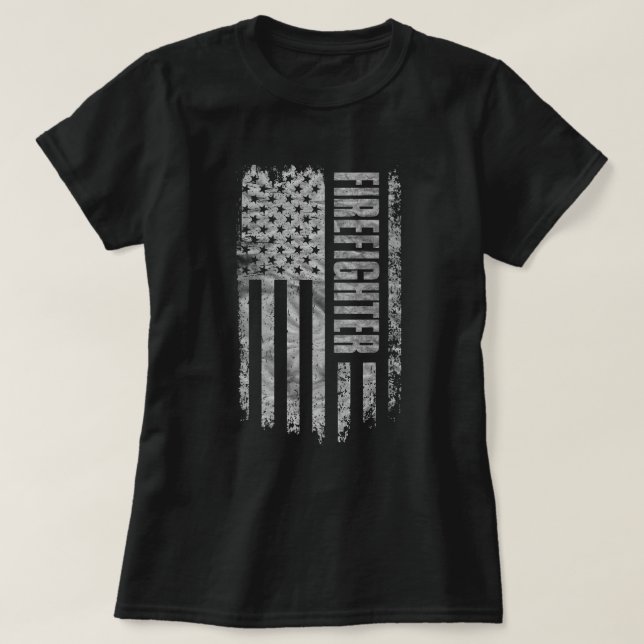 Firefighter USA Flag Distressed design T-Shirt (Design Front)