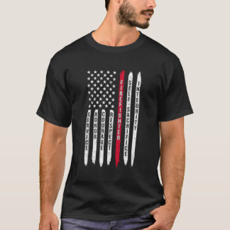 Firefighter Values Support Thin Red-Line American  T-Shirt