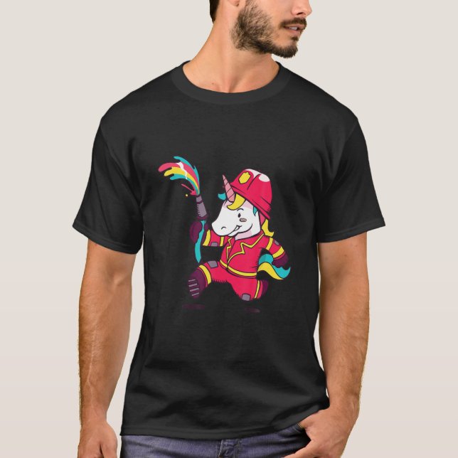 Firefighter Volunr Firefighters Unicorn Firefighte T-Shirt (Front)