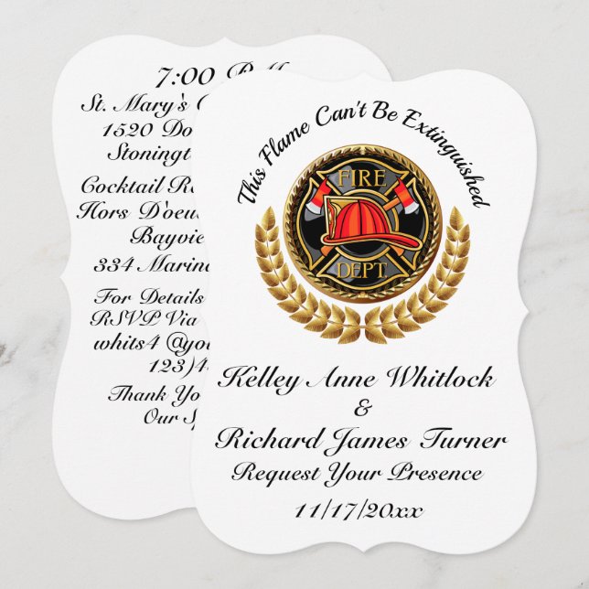 Firefighter Wedding Invitation (Front/Back)