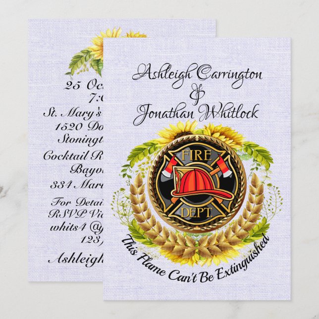 Firefighter Wedding Invitation (Front/Back)