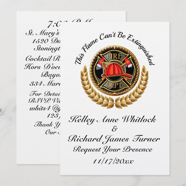 Firefighter Wedding Invitation (Front/Back)