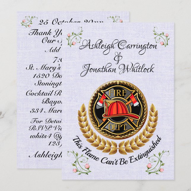 Firefighter Wedding Invitation (Front/Back)