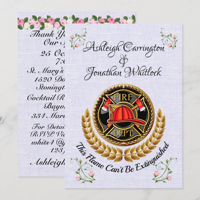 Firefighter Wedding Invitation (Front/Back)