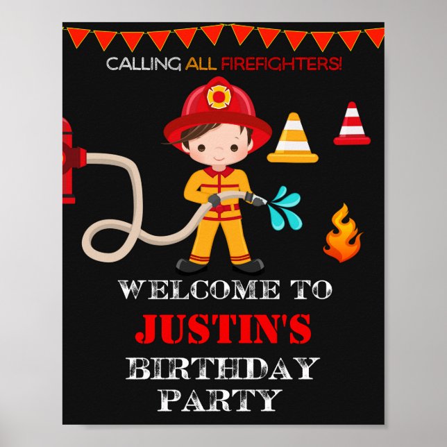 Firefighter welcome party sign Firefighter poster (Front)