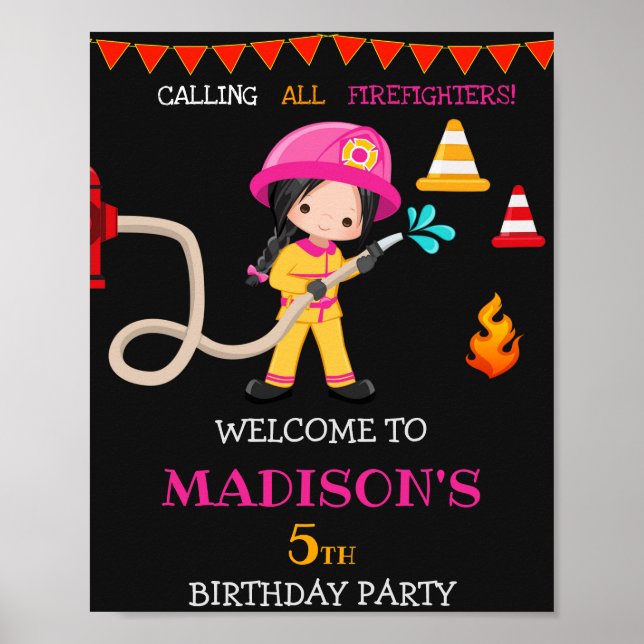 Firefighter welcome party sign Girl Firefighter (Front)
