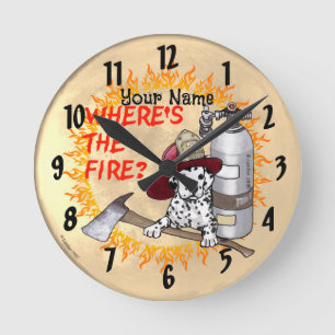 Firefighter Wheres The Fire Round Clock
