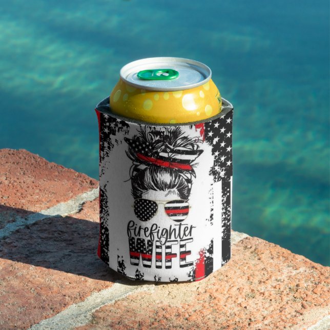 Firefighter Wife Can Coolers – Patriotic & Durable (In Situ Pool)