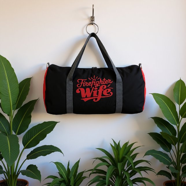 Firefighter Wife Red Text  Duffle Bag (Creator Uploaded)