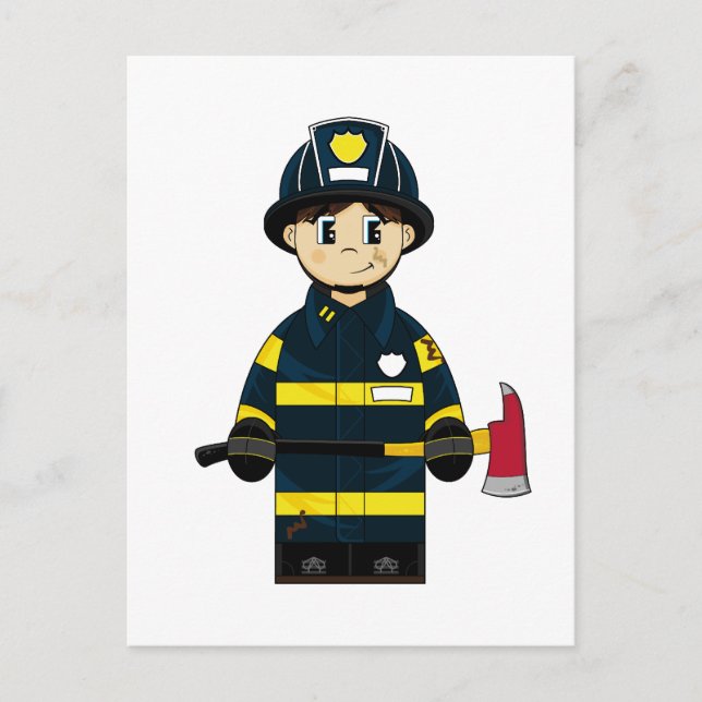 Firefighter with Axe Postcard (Front)