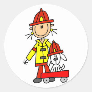Firefighter with Dalmation Tshirts and Gifts Classic Round Sticker