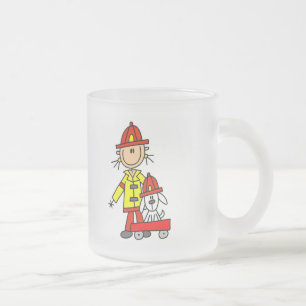 Firefighter with Dalmation Tshirts and Gifts Frosted Glass Coffee Mug