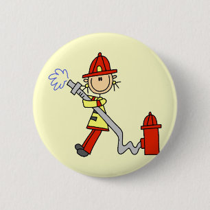 Firefighter with Hose Tshirts and Gifts 6 Cm Round Badge