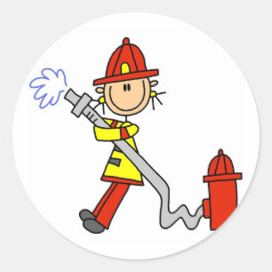 Firefighter with Hose Tshirts and Gifts Classic Round Sticker