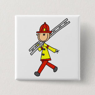 Firefighter with Ladder Tshirts and Gifts 15 Cm Square Badge