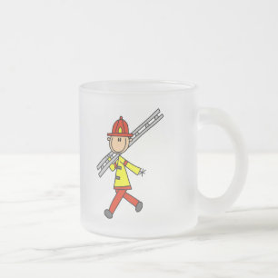 Firefighter with Ladder Tshirts and Gifts Frosted Glass Coffee Mug