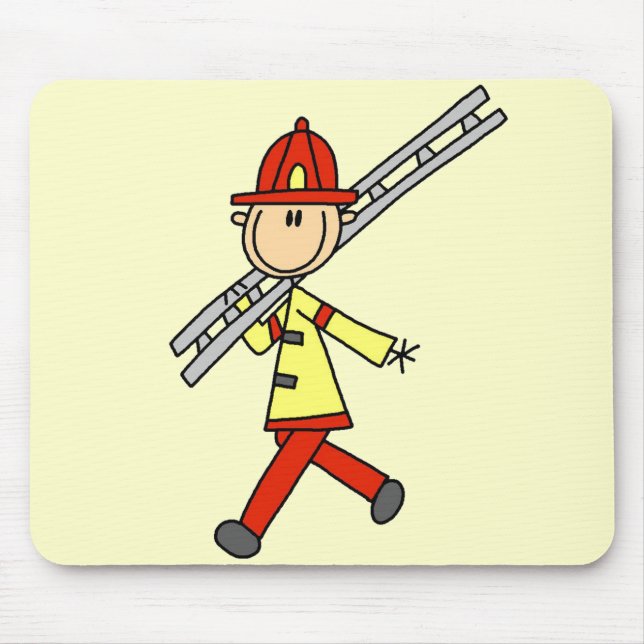 Firefighter with Ladder Tshirts and Gifts Mouse Mat (Front)