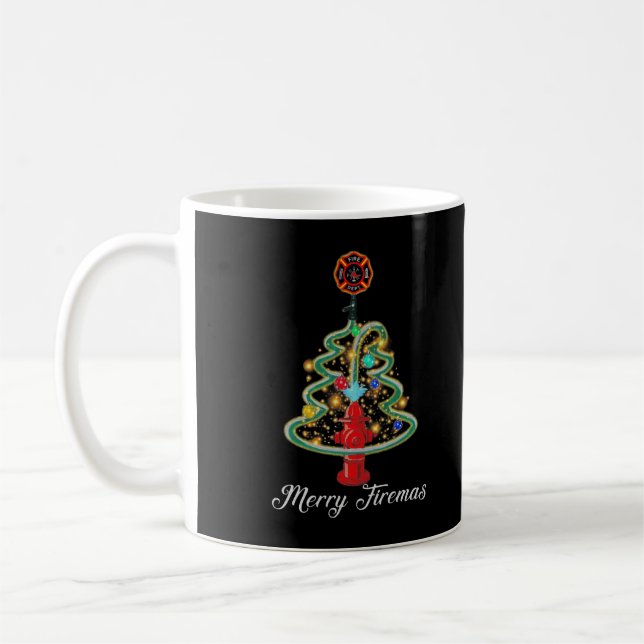 Firefighter Xmas Lighting Santa Firefighter Christ Coffee Mug (Left)