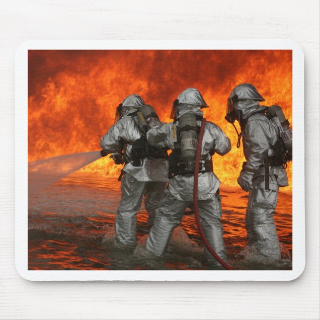 Firefighters fighting a fire mouse mat (Front)