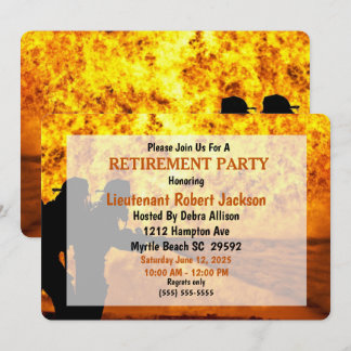 Firefighters/Fire Chief Flames Retirement Invitation