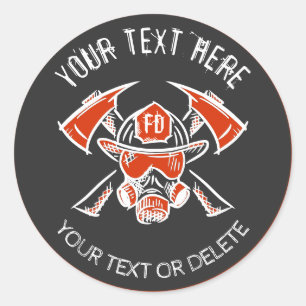 Firefighters. Fire Department. Template Classic Round Sticker