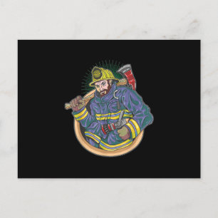 Firefighters Firefighter Eagerly To Save Lives Holiday Postcard