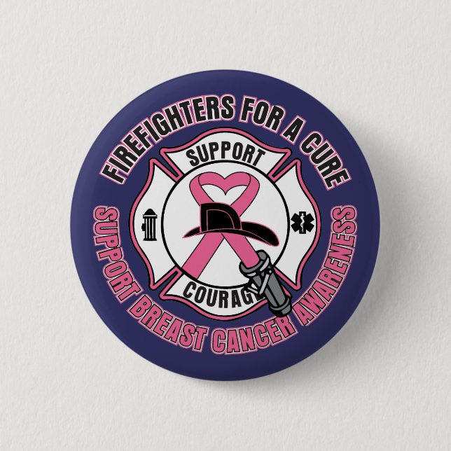 Firefighters For A Cure Breast Cancer 6 Cm Round Badge (Front)