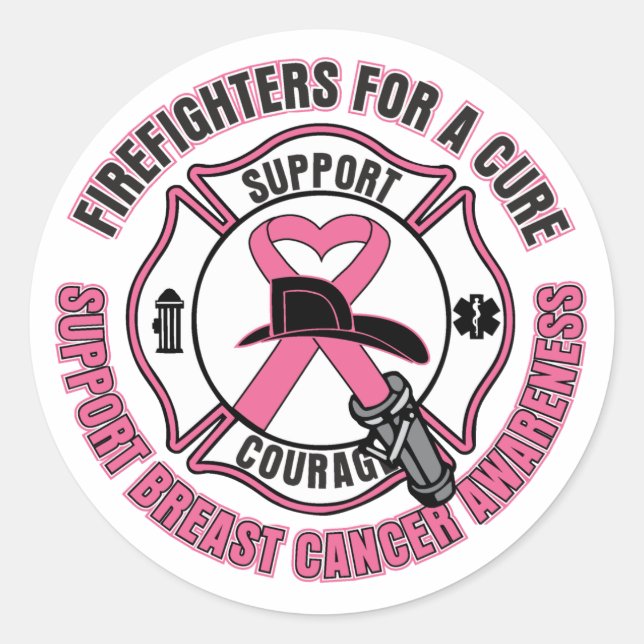 Firefighters For A Cure Breast Cancer Classic Round Sticker (Front)