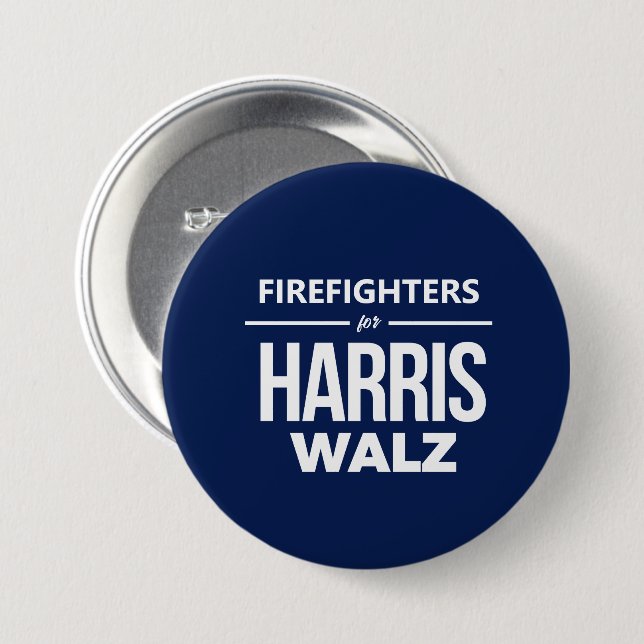 Firefighters for Harris Walz 7.5 Cm Round Badge (Front & Back)