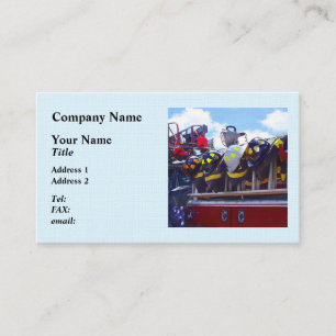 Firefighters - Helmet on Fire Truck Business Card