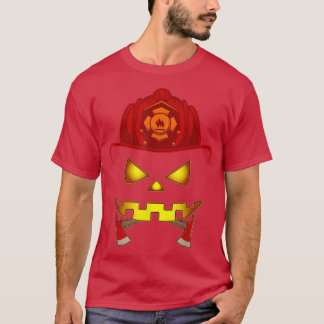 Firefighters Jack O Lantern Pumpkin Halloween Cost T-Shirt