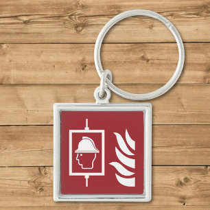 Firefighters Lift Safety Sign Key Ring